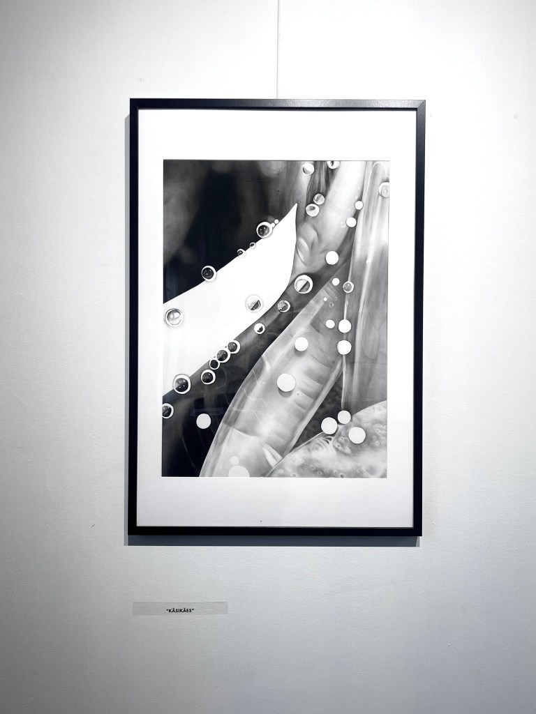 black and white charcoal painting of botanical subject